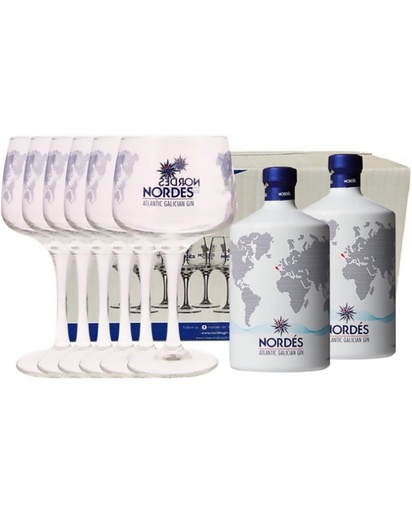 Nordès Coffret Gin 2x70cl + 6 verres