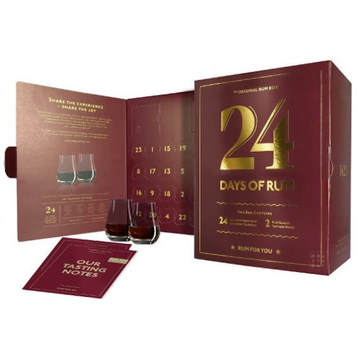 [C00054] Calendrier de L'avent 24 days Rhum 24x2cl + 2 verres